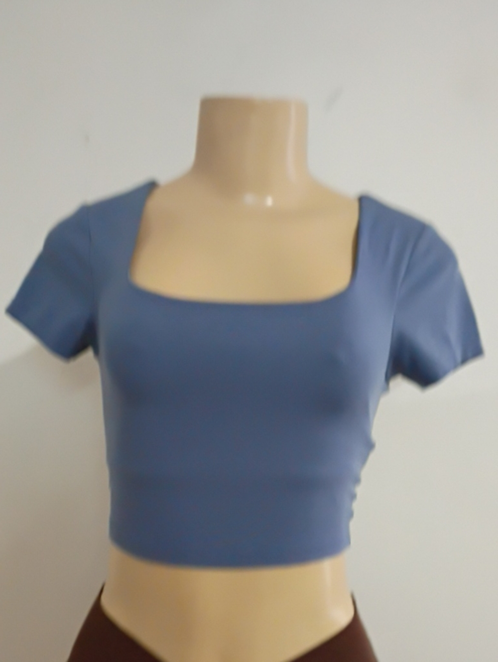 Square Neck Crop Top in Dusty Blue